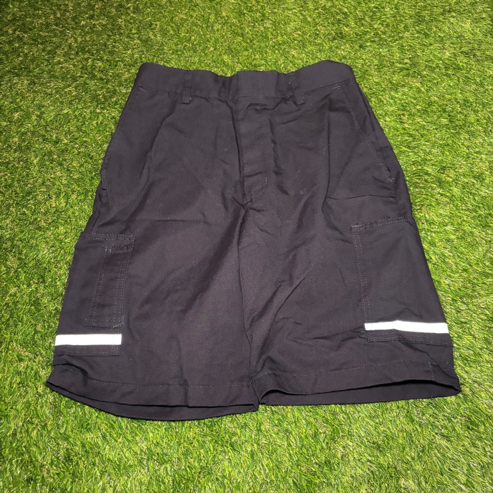 FedEx Stan Herman Mens Cargo Work Shorts Navy Blue Reflective Stripe Size 32L